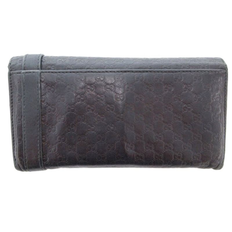 Gucci Shimmer Long Wallet Signature Leather Genuine Leather Black 309760-2067