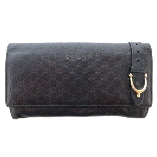 Gucci Shimmer Long Wallet Signature Leather Genuine Leather Black 309760-2067