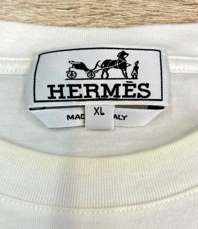 Hermes Short Sleeve T-shirt 3D Stitch Embroidery Print Men's SIZE XL Hermes