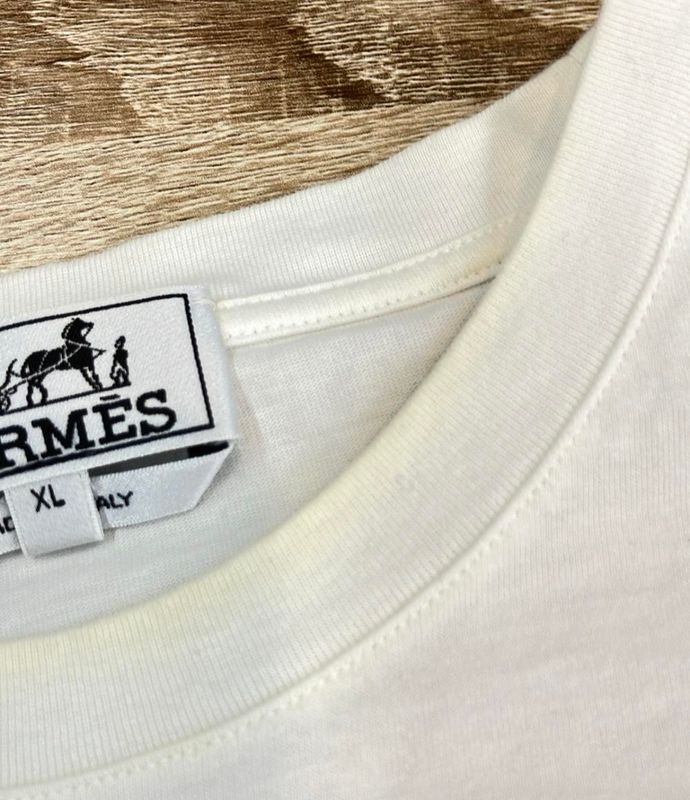 Hermes Short Sleeve T-shirt 3D Stitch Embroidery Print Men's SIZE XL Hermes