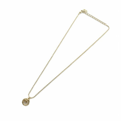 Christian DIOR Necklace Accessories CD Logo Rhinestone Gold Color Gold