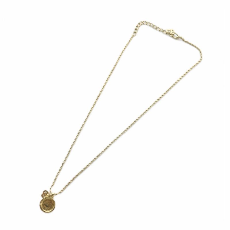 Christian DIOR Necklace Accessories CD Logo Rhinestone Gold Color Gold