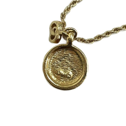 Christian DIOR Necklace Accessories CD Logo Rhinestone Gold Color Gold