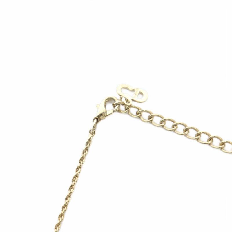Christian DIOR Necklace Accessories CD Logo Rhinestone Gold Color Gold
