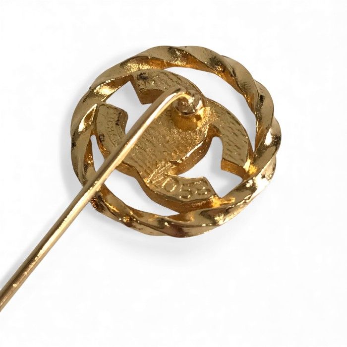 Chanel Coco Mark Gold Pin Brooch With Rhinestones Accessory