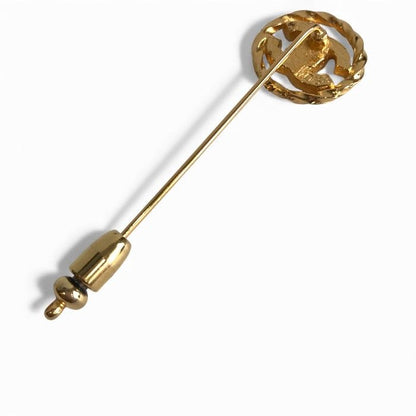 Chanel Coco Mark Gold Pin Brooch With Rhinestones Accessory