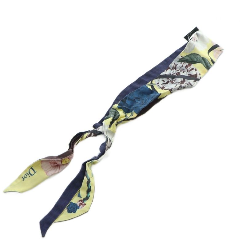 Dior Mitzah Ribbon Scarf Shawl Logo Floral Silk Multicolor - GY19 MQ - OH