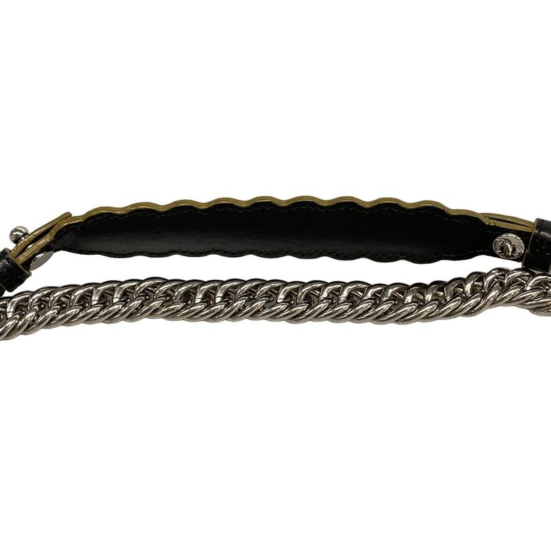 Fendi Shoulder Bag Mini Canai 8m0381 Black Chain Shoulder Leather