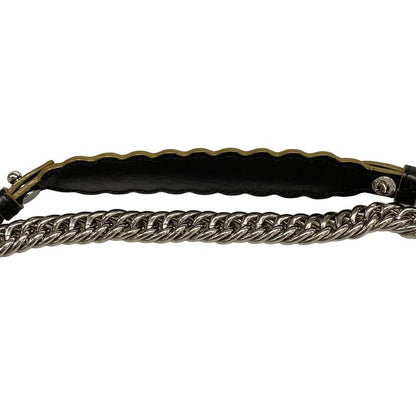 Fendi Shoulder Bag Mini Canai 8m0381 Black Chain Shoulder Leather