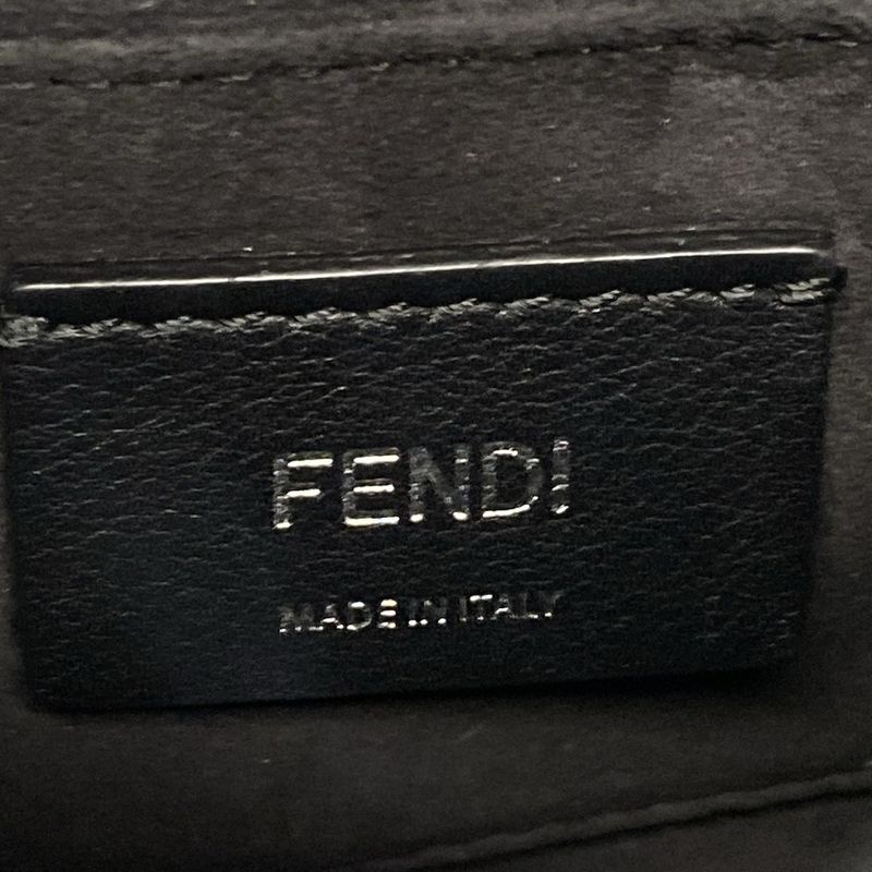 Fendi Shoulder Bag Mini Canai 8m0381 Black Chain Shoulder Leather