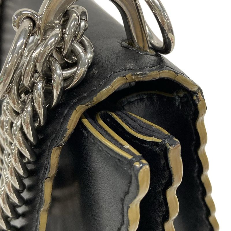 Fendi Shoulder Bag Mini Canai 8m0381 Black Chain Shoulder Leather