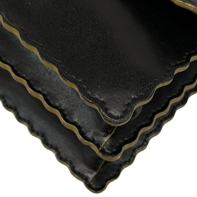 Fendi Shoulder Bag Mini Canai 8m0381 Black Chain Shoulder Leather