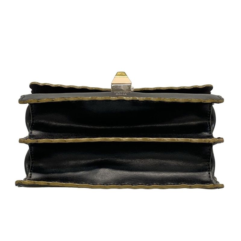 Fendi Shoulder Bag Mini Canai 8m0381 Black Chain Shoulder Leather