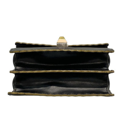 Fendi Shoulder Bag Mini Canai 8m0381 Black Chain Shoulder Leather