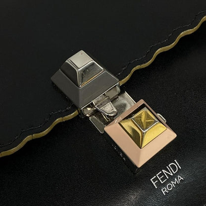 Fendi Shoulder Bag Mini Canai 8m0381 Black Chain Shoulder Leather