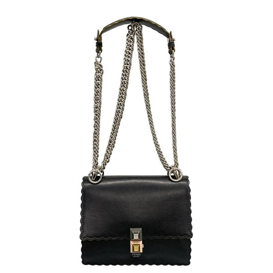 Fendi Shoulder Bag Mini Canai 8m0381 Black Chain Shoulder Leather