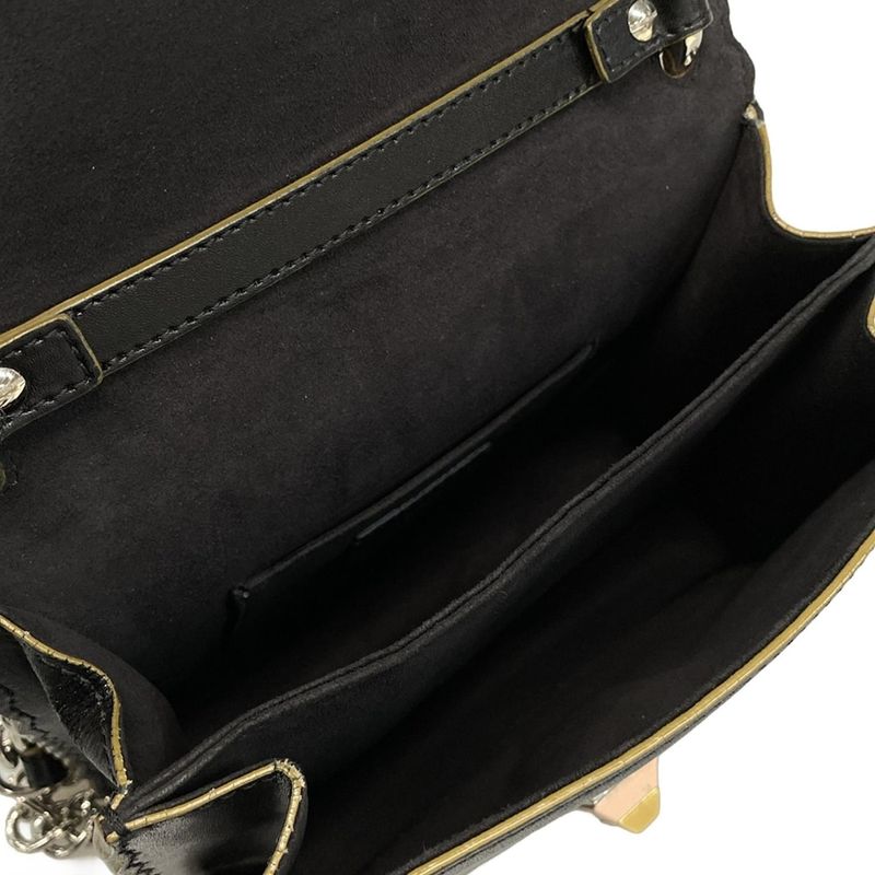 Fendi Shoulder Bag Mini Canai 8m0381 Black Chain Shoulder Leather