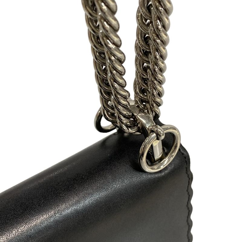 Fendi Shoulder Bag Mini Canai 8m0381 Black Chain Shoulder Leather