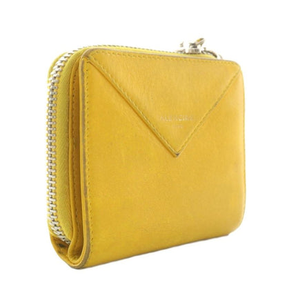 Balenciaga Paper Billfold Wallet Fold Leather Logo Yellow XZ - GY11