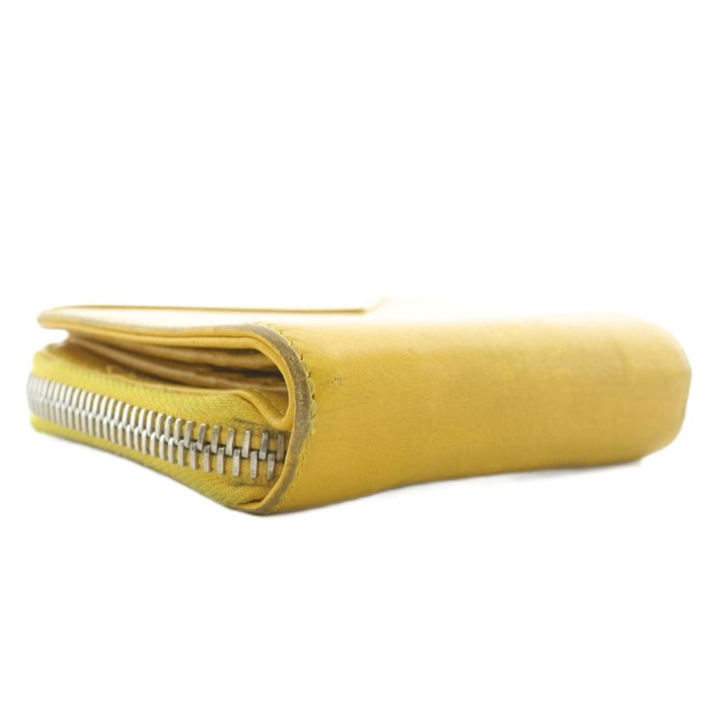 Balenciaga Paper Billfold Wallet Fold Leather Logo Yellow XZ - GY11