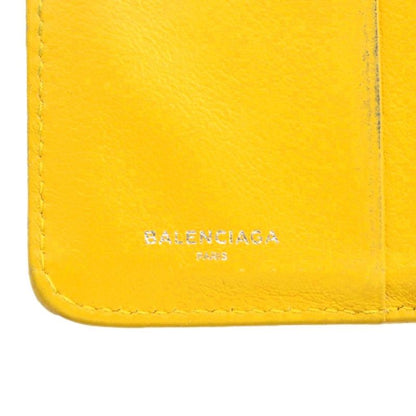 Balenciaga Paper Billfold Wallet Fold Leather Logo Yellow XZ - GY11