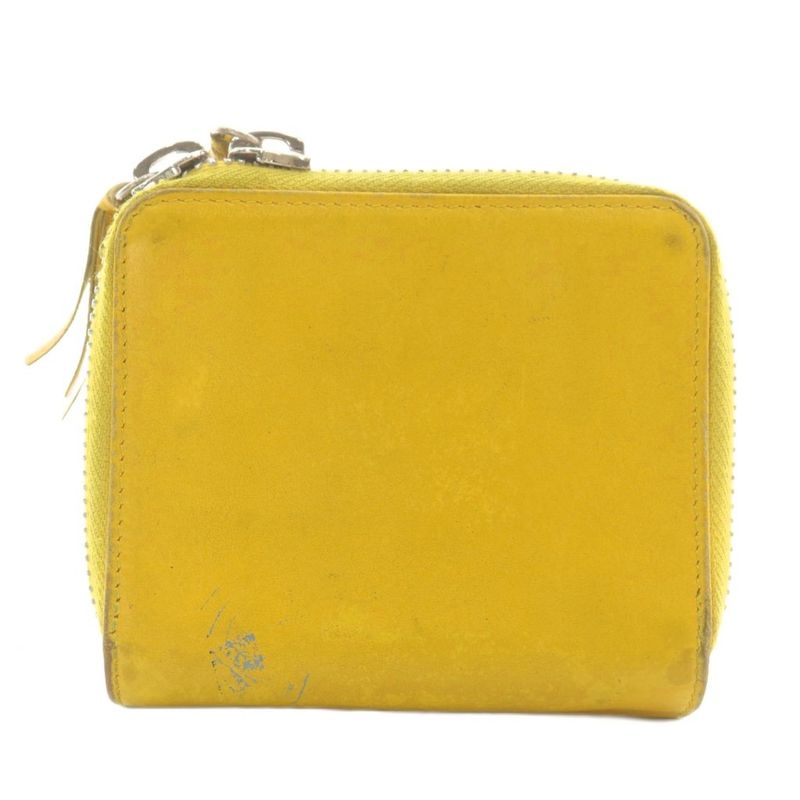 Balenciaga Paper Billfold Wallet Fold Leather Logo Yellow XZ - GY11