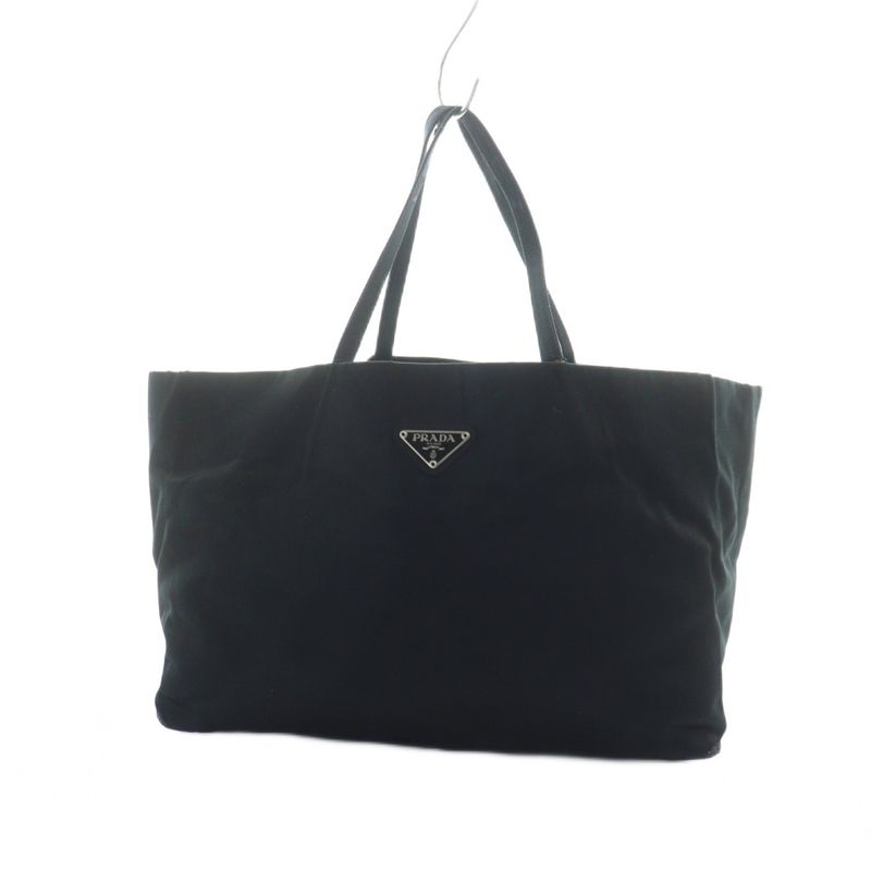 Prada Tote Handbag Triangle Logo Plate Nylon Black - GY11 MQ