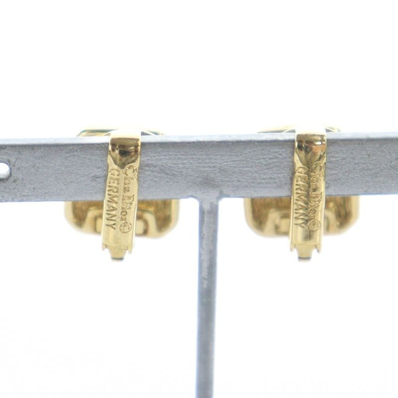 Christian DIOR Earrings Accessories Clip On Binaural GP Color Stone Blue Stone