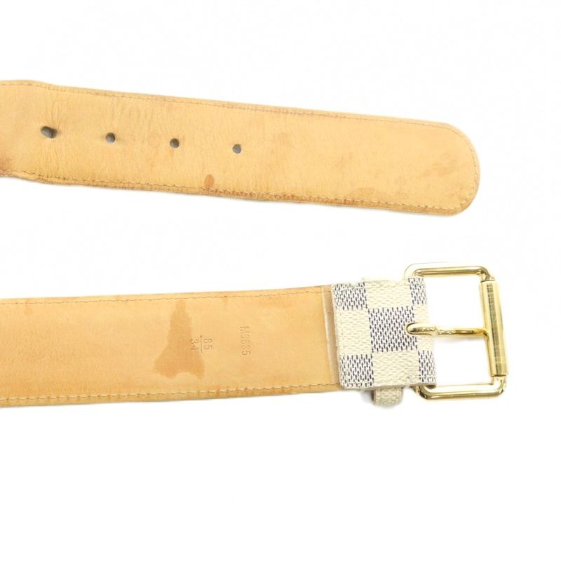 Louis Vuitton M9835 Belt Damier Azure Logo Leather 85 34 White - GY01 MQ - OH