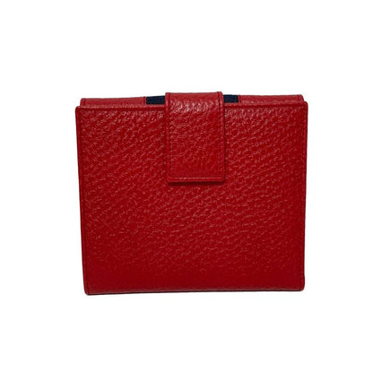 Gucci W Hook Wallet In Red And Dark Navy Leather