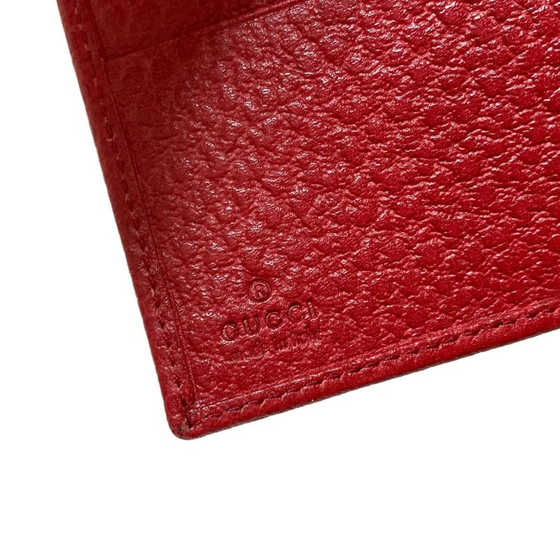Gucci W Hook Wallet In Red And Dark Navy Leather