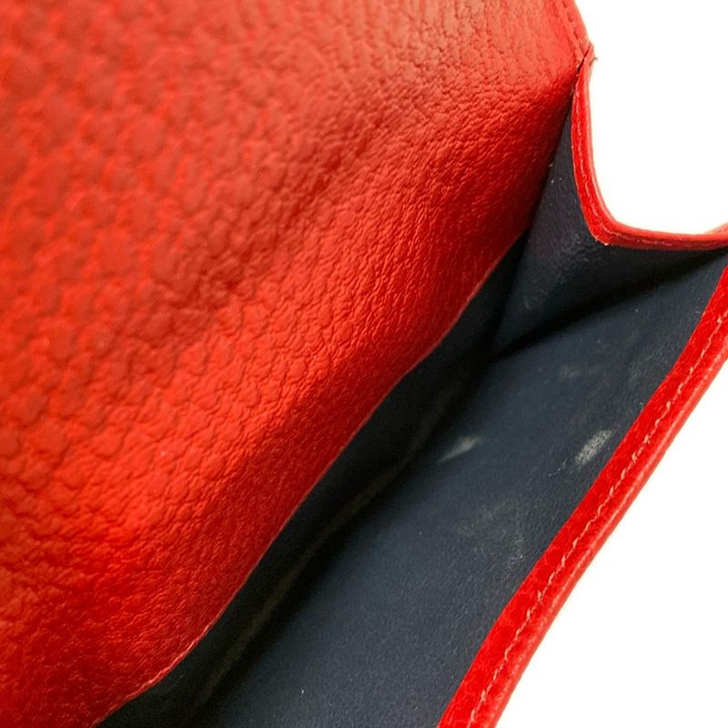 Gucci W Hook Wallet In Red And Dark Navy Leather