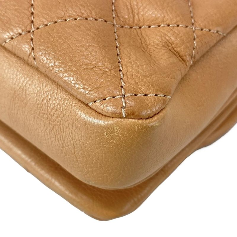 Chanel Shoulder Bag Single Flap Matelasse Light Brown Chain Shoulder Vintage