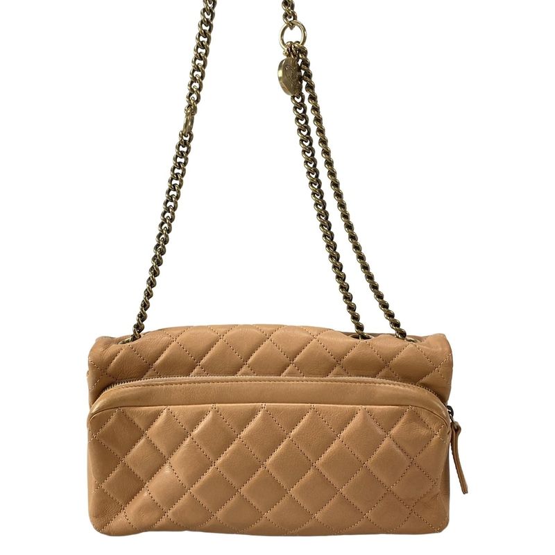 Chanel Shoulder Bag Single Flap Matelasse Light Brown Chain Shoulder Vintage