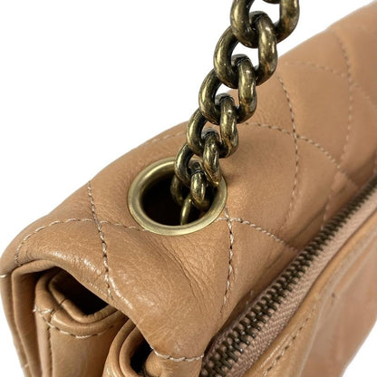 Chanel Shoulder Bag Single Flap Matelasse Light Brown Chain Shoulder Vintage