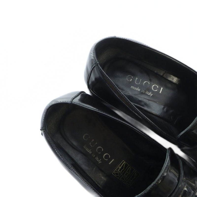 Gucci Loafers Moccasins Square Toe Logo 35.5 22.5cm (8.86in) Black - GY18 MQ -