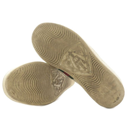 Gucci Ace Sneakers Leather Low Cut With Embroidery Bee Embroidered Logo 39 26cm