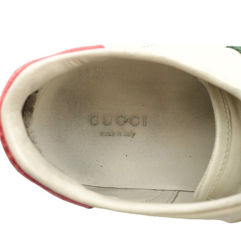 Gucci Ace Sneakers Leather Low Cut With Embroidery Bee Embroidered Logo 39 26cm