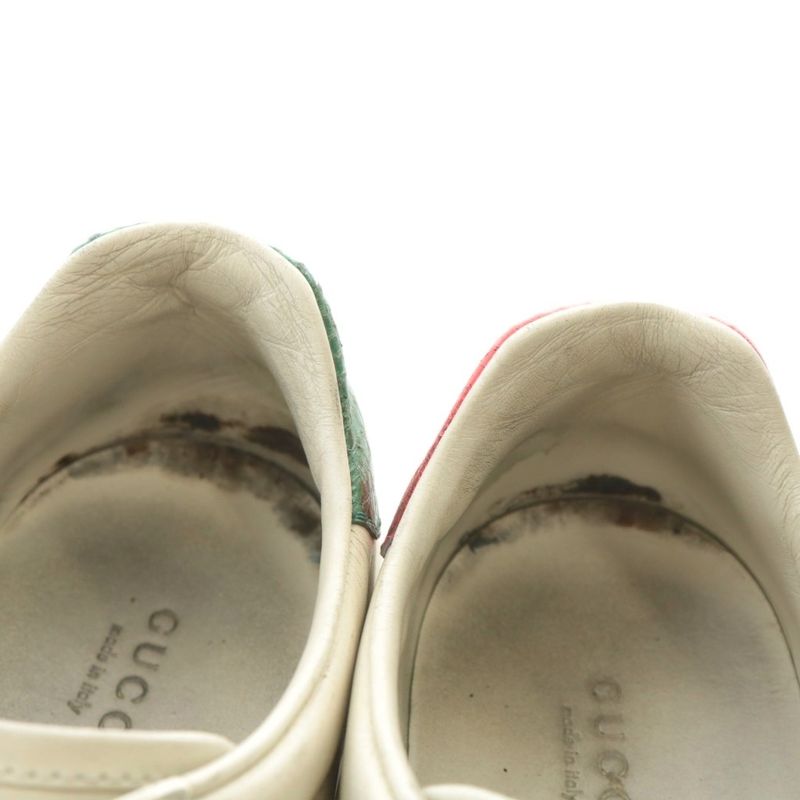 Gucci Ace Sneakers Leather Low Cut With Embroidery Bee Embroidered Logo 39 26cm