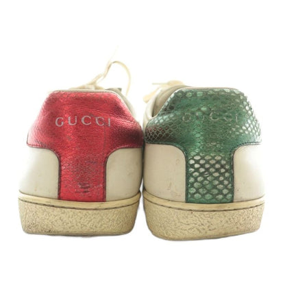 Gucci Ace Sneakers Leather Low Cut With Embroidery Bee Embroidered Logo 39 26cm