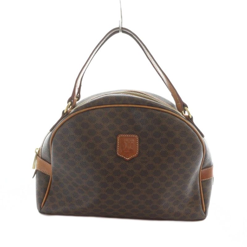 Celine MC98 2 Handbag Logo Macadam Pattern Leather PVC Brown - GY18 MQ