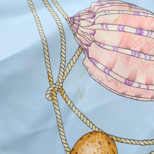 Gucci Large Scarf Shawl Shell Pattern Logo Silk Blue - GY01 MQ - OH