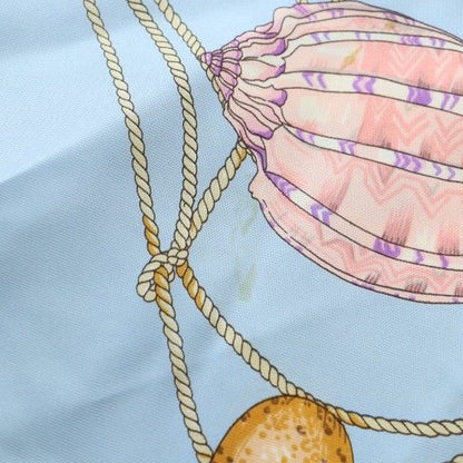 Gucci Large Scarf Shawl Shell Pattern Logo Silk Blue - GY01 MQ - OH