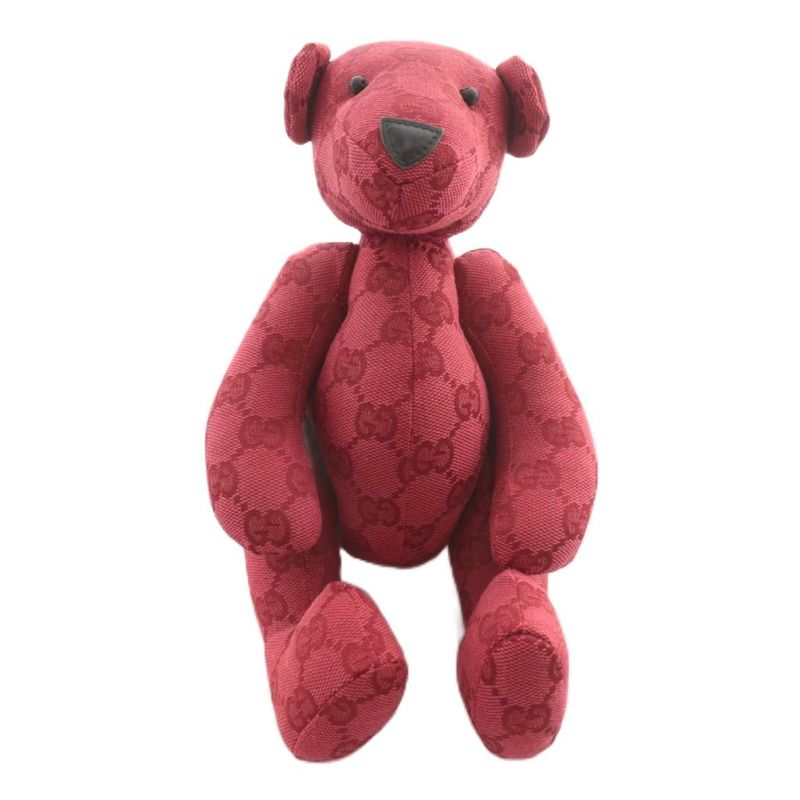 Gucci Stuffed Doll Teddy Bear GG Canvas All Over Pattern Red XZ - OH - GY19