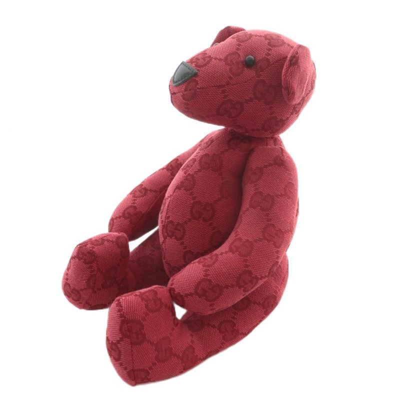 Gucci Stuffed Doll Teddy Bear GG Canvas All Over Pattern Red XZ - OH - GY19