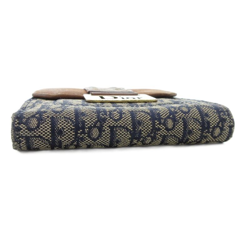 Christian DIOR Trotter Bifold Wallet Compact Wallet With Coin Purse W Hook Logo
