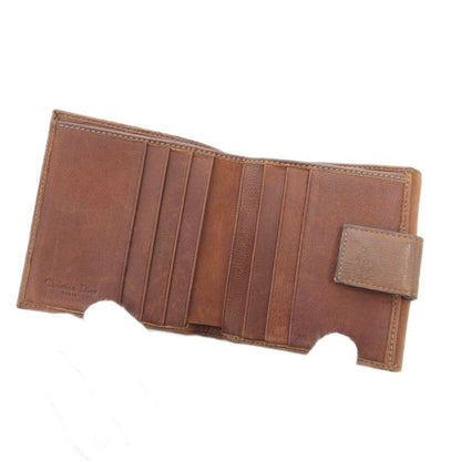 Christian DIOR Trotter Bifold Wallet Compact Wallet With Coin Purse W Hook Logo