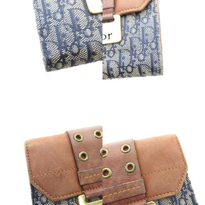 Christian DIOR Trotter Bifold Wallet Compact Wallet With Coin Purse W Hook Logo