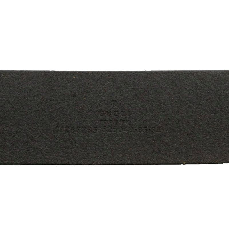 Gucci Belt Dove Leather Interlocking GG Buckle Wood Grain Wood 85 31 Black