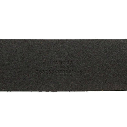 Gucci Belt Dove Leather Interlocking GG Buckle Wood Grain Wood 85 31 Black